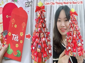 Làm cây thông bằng bao lì xì